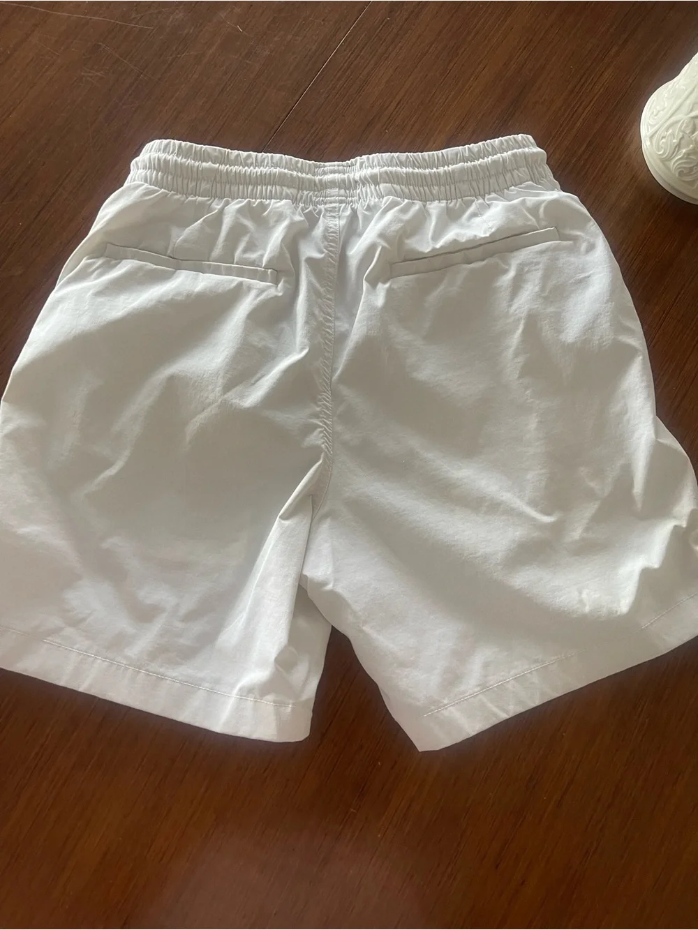 Vtg JCrew Men's White Swim Trunks with Side Stripe